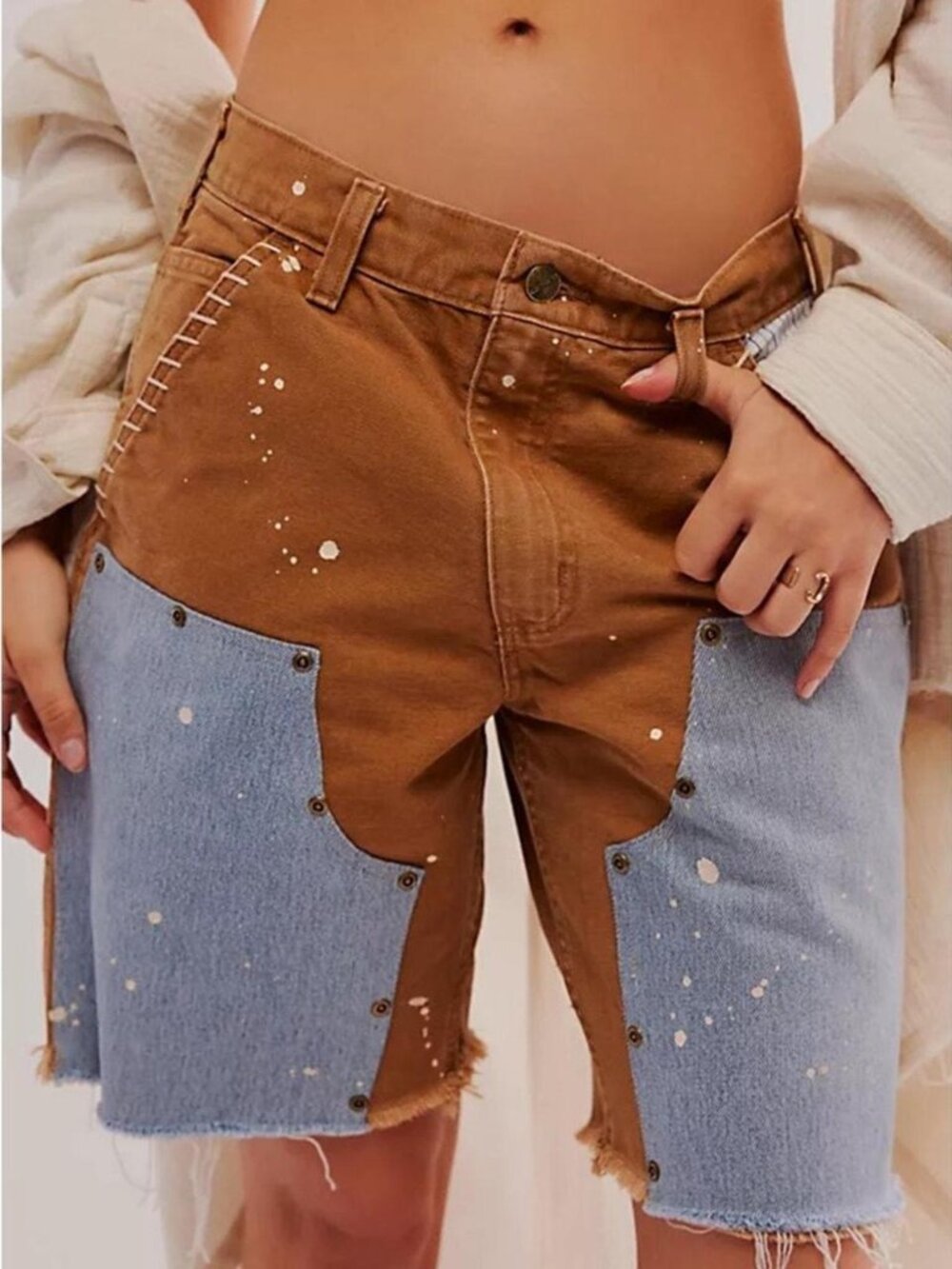 NWT Free People by Tricia Fix/ Carhart Double Patched Shorts MSRP $218